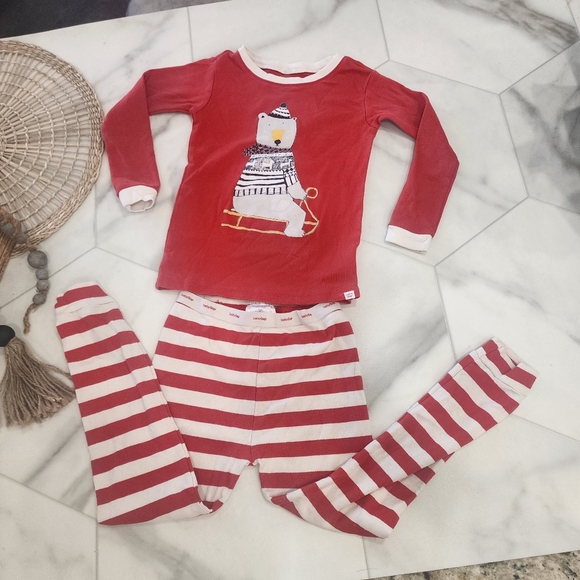 [ Baby Gap] size 5-cutest long sleeve & pants pajama set- red/ white stripe 🐻‍❄ - Picture 3 of 16